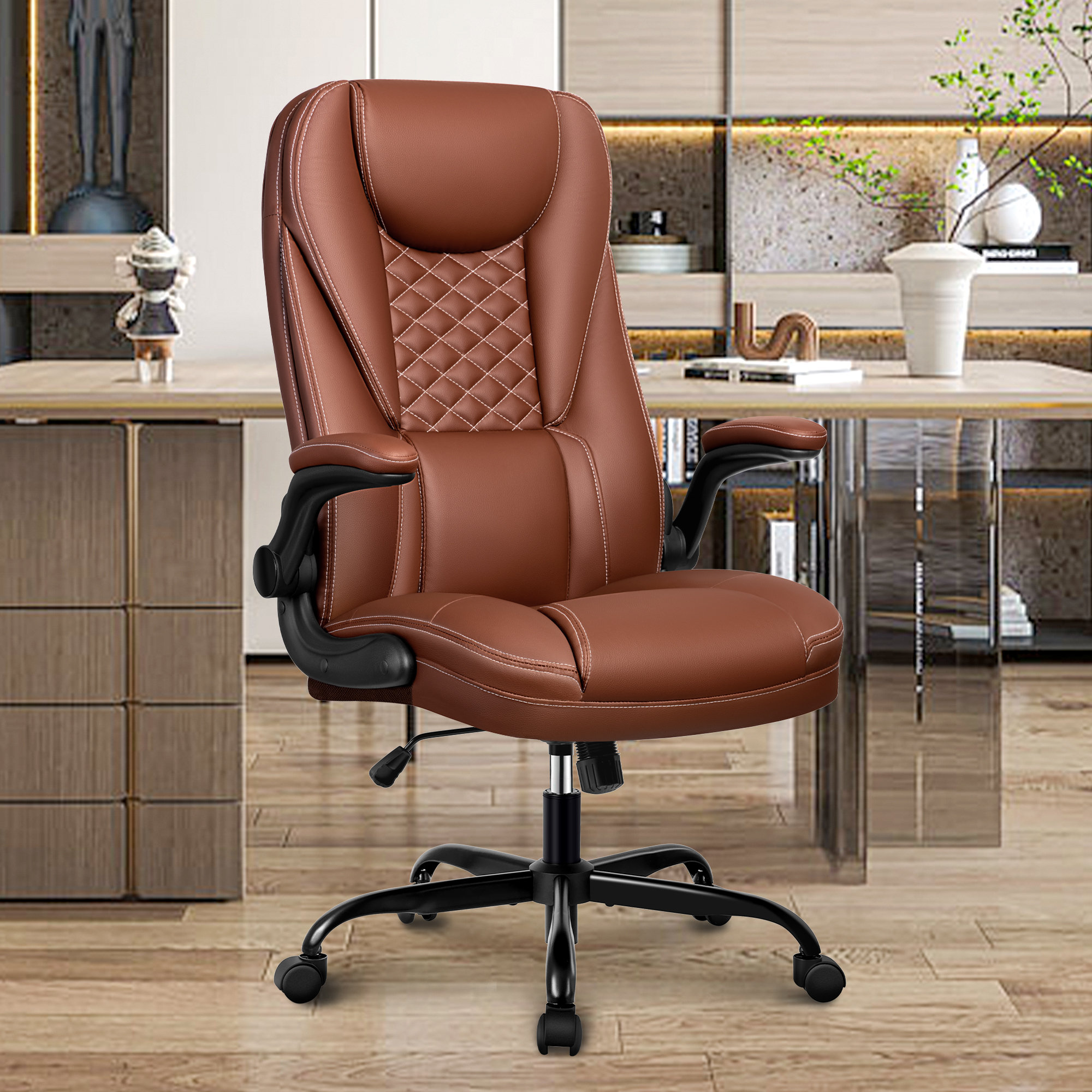 Inbox Zero Loriece Ergonomic Executive Chair with Flip-up Armrests